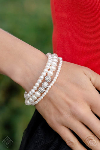 Showy Soprano- White and Silver Bracelet- Paparazzi Accessories