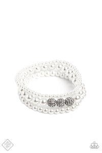 Showy Soprano- White and Silver Bracelet- Paparazzi Accessories