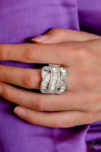 Load image into Gallery viewer, Six-Figure Flex- White and Silver Ring- Paparazzi Accessories