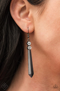 Sparkle Stream- White and Gunmetal Earrings- Paparazzi Accessories