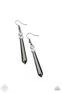 Sparkle Stream- White and Gunmetal Earrings- Paparazzi Accessories