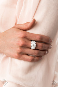 Sparkly State of Mind- White and Silver Ring- Paparazzi Accessories