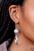 Load image into Gallery viewer, Standalone Sparkle- White and Silver Earrings- Paparazzi Accessories