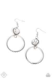 Standalone Sparkle- White and Silver Earrings- Paparazzi Accessories