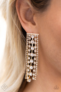 Starry Streamers- White and Gold Earrings- Paparazzi Accessories