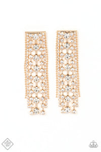 Starry Streamers- White and Gold Earrings- Paparazzi Accessories