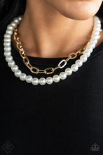Load image into Gallery viewer, Suburban Yacht Club- White and Gold Necklace- Paparazzi Accessories