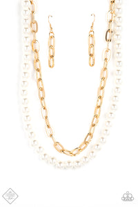 Suburban Yacht Club- White and Gold Necklace- Paparazzi Accessories