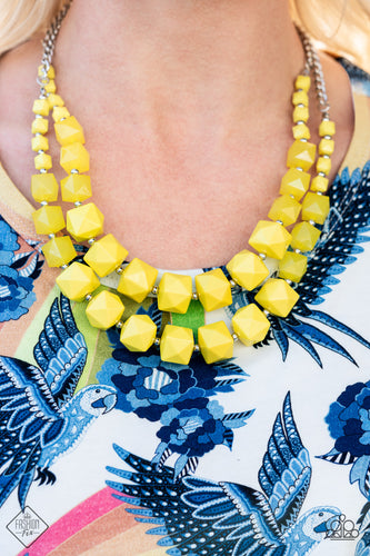 Summer Excursion- Yellow and Silver Necklace- Paparazzi Accessories