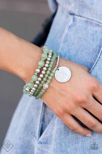 Surfer Style- Green and Silver Bracelet- Paparazzi Accessories