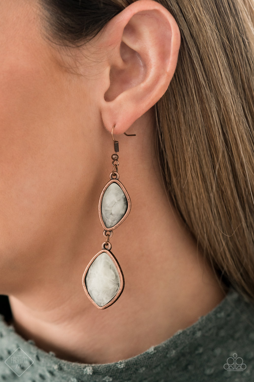 The Oracle Has Spoken- White and Copper Earrings- Paparazzi Accessories