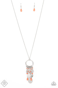 Totally Trolling- Orange and Silver Necklace- Paparazzi Accessories