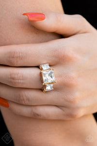 Treasured Twinkle- White and Gold Ring- Paparazzi Accessories