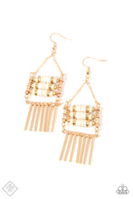 Load image into Gallery viewer, Tribal Tapestry- White and Gold Earrings- Paparazzi Accessories