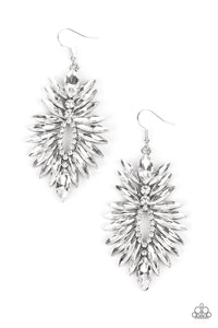 Turn Up The Luxe- White and Silver Earrings- Paparazzi Accessories