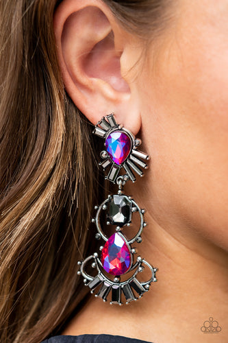 Ultra Universal- Pink and Silver Earrings- Paparazzi Accessories