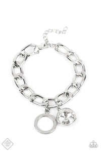 Unyielding Roar- White and Silver Bracelet- Paparazzi Accessories