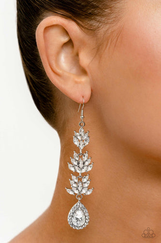 Water Lily Whimsy- White and Silver Earrings- Paparazzi Accessories