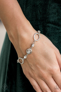 Wedding Day Demure- White and Silver Bracelet- Paparazzi Accessories