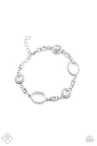 Wedding Day Demure- White and Silver Bracelet- Paparazzi Accessories