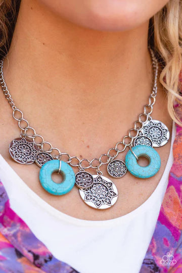 Western Zen- Blue and Silver Necklace- Paparazzi Accessories