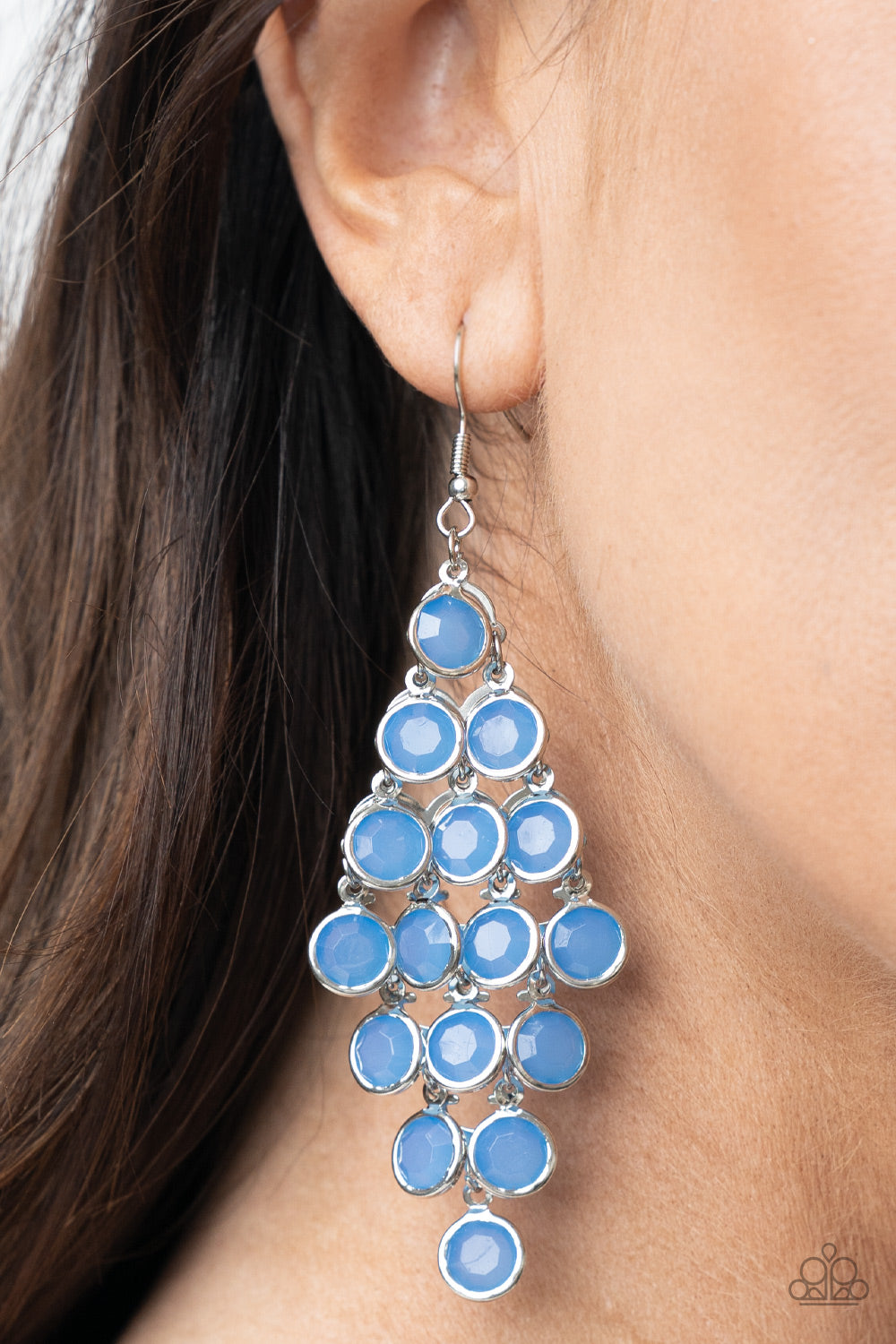 With All DEW Respect- Blue and Silver Earrings- Paparazzi Accessories