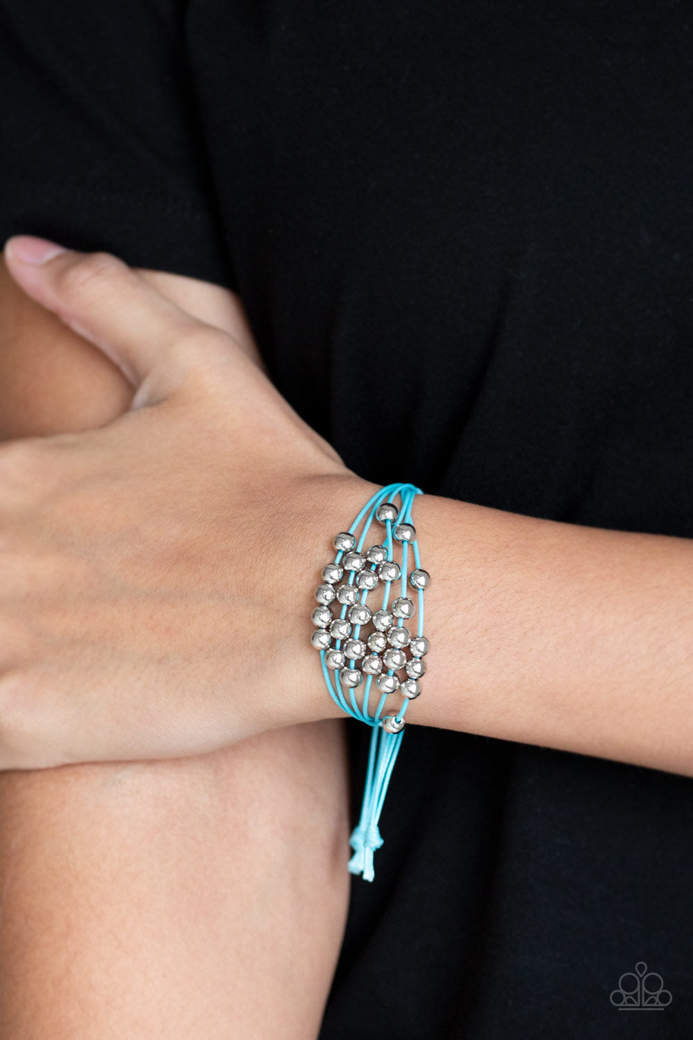 Without Skipping A Bead- Blue and Silver Bracelet- Paparazzi Accessories