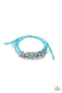 Without Skipping A Bead- Blue and Silver Bracelet- Paparazzi Accessories